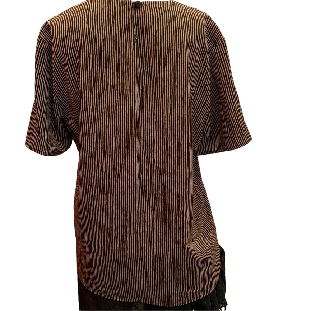 MAGGIE SWEET. Brown/Black striped shirt. Short sleeves. Sz S.‎ - Picture 4 of 8